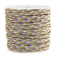 Macramé draad gevlochten 3mm Green-purple metallic